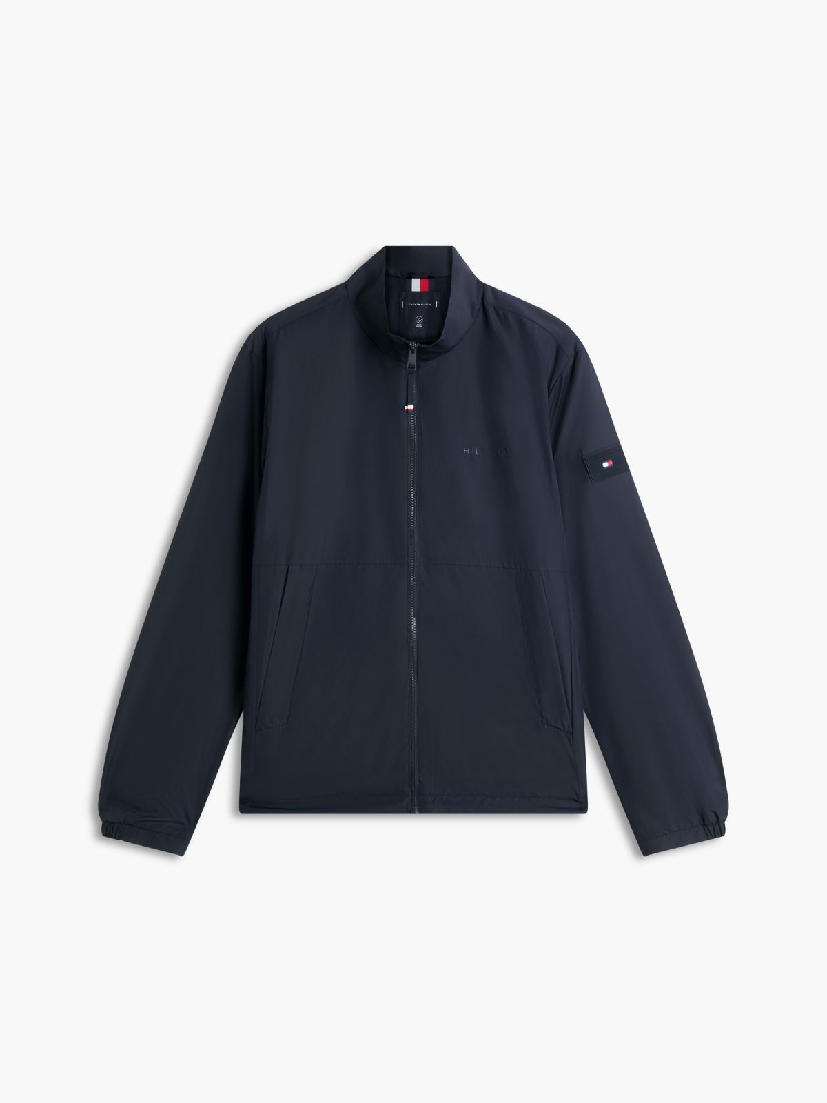 Water Resistant Tonal Logo Zip-Thru Jacket — Blue