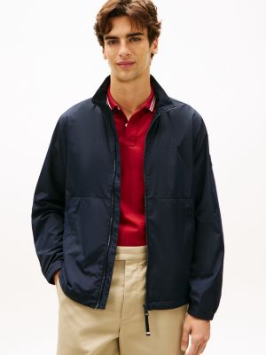 veste zippée imperméable à logo ton sur ton blue pour hommes tommy hilfiger