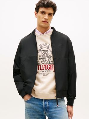black water resistant tonal logo bomber jacket for men tommy hilfiger