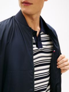 Water Resistant Tonal Logo Bomber Jacket — Blue 2