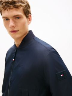 Water Resistant Tonal Logo Bomber Jacket — Blue 4