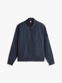 Water Resistant Tonal Logo Bomber Jacket — Blue 6
