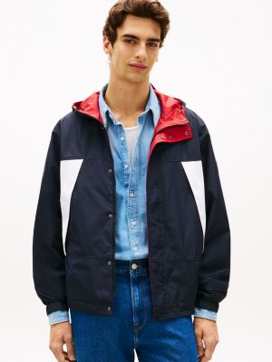 veste colour-block à capuche réversible blue pour hommes tommy hilfiger