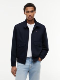 Logo Patch Zip-Thru Harrington Jacket — Blue 1