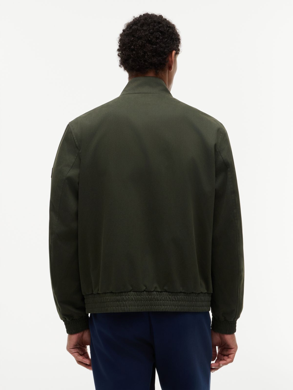 Logo Patch Zip-Thru Harrington Jacket — Green