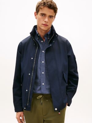 blouson de régate utilitaire en nylon froissé blue pour hommes tommy hilfiger