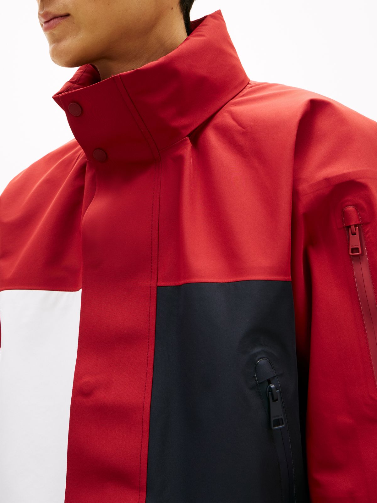 Waterproof Colour-Blocked Relaxed Regatta Jacket — Red