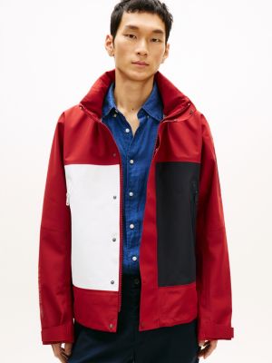 red waterproof colour-blocked relaxed regatta jacket for men tommy hilfiger