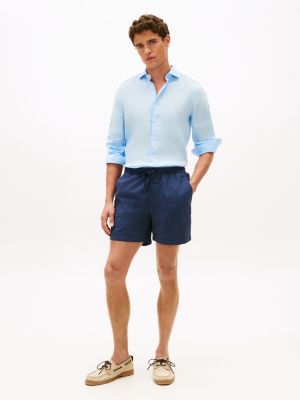 blue dover seersucker madras check 6 inseam chino shorts for men tommy hilfiger