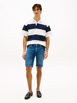 short droit denton en jean délavé blue pour hommes tommy hilfiger