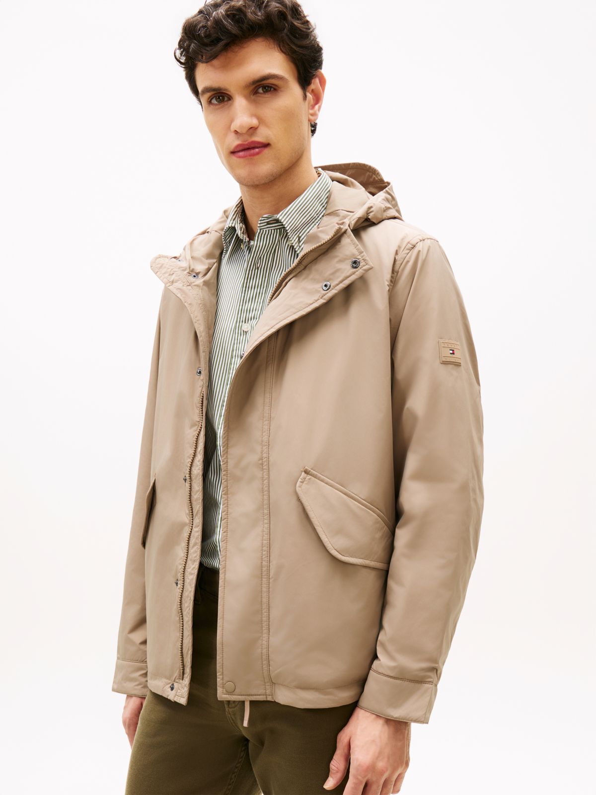 Lightweight Packable Hooded Jacket — Beige
