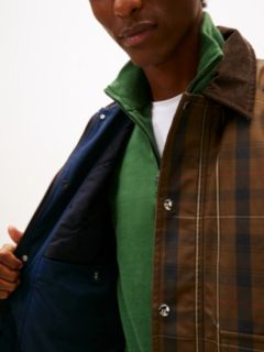 Waxed Tartan Check Relaxed Barn Jacket — Beige 4