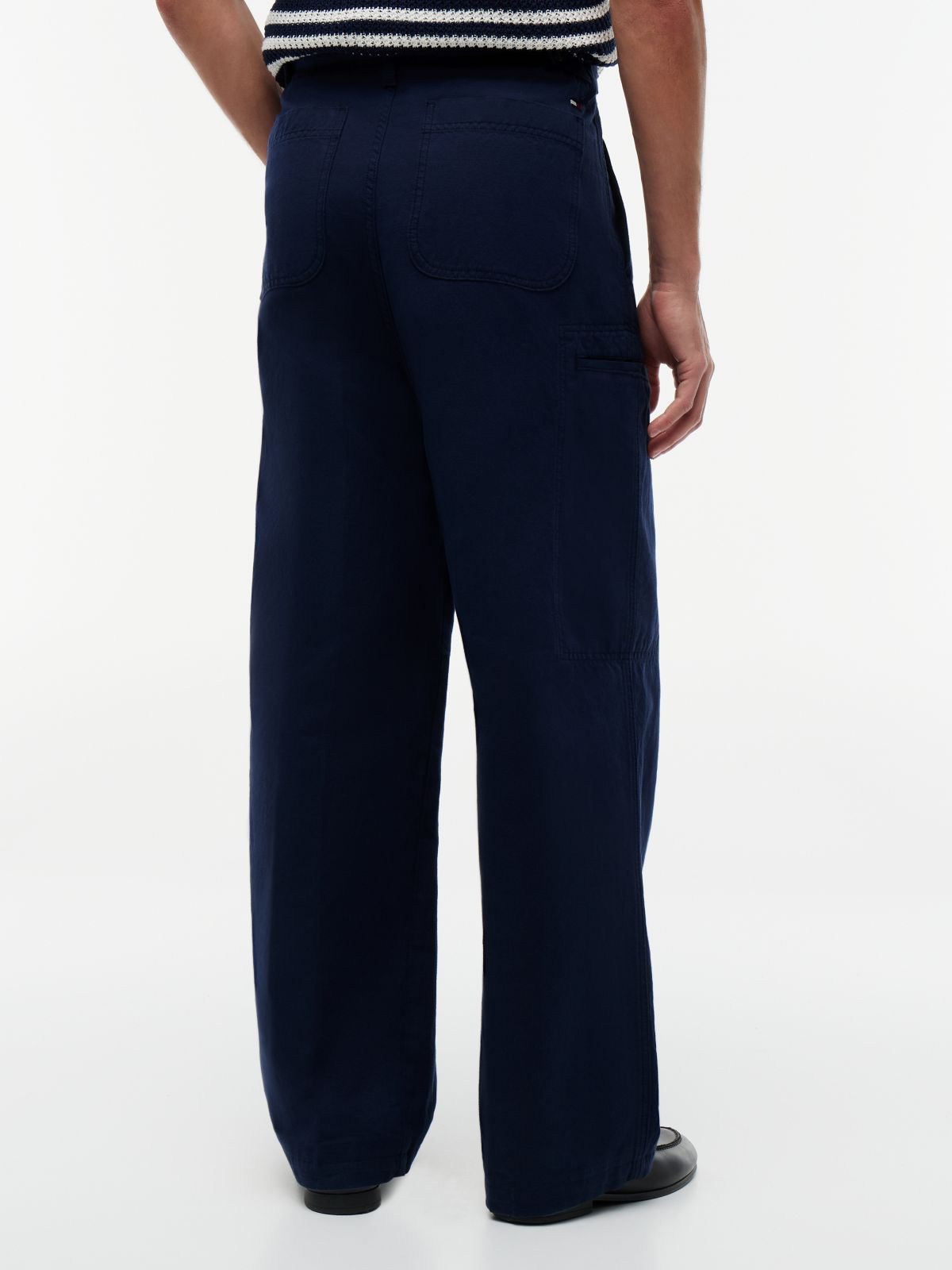 Linen Blend Utility Chinos — Blue