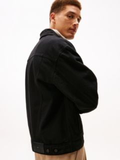 Relaxed Washed Denim Trucker Jacket — Black 4