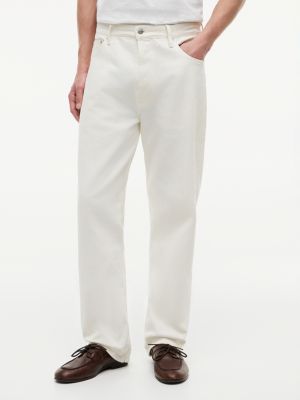 white cinch adjuster washed loose jeans for men tommy hilfiger