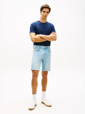 short denton délavé droit en denim blue pour hommes tommy hilfiger