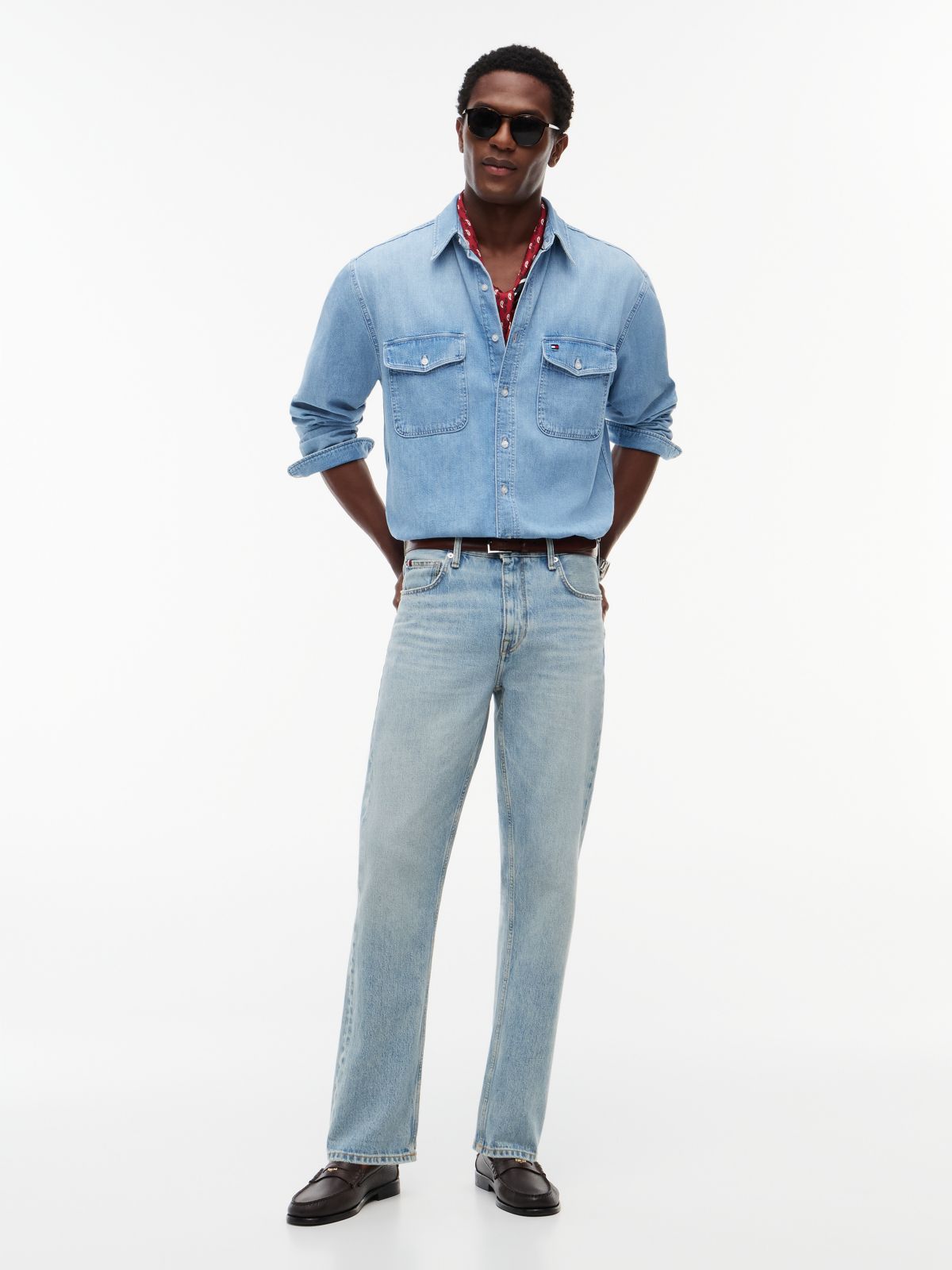 Relaxed Fit Faded Denim Shirt — Blue
