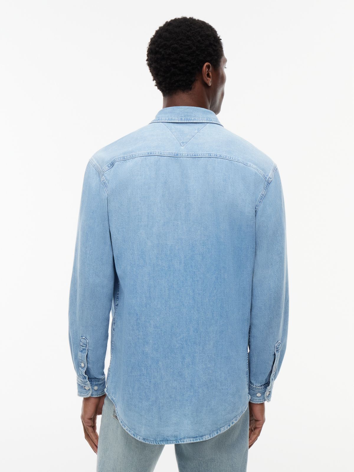 Relaxed Fit Faded Denim Shirt — Blue