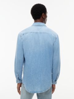 Relaxed Fit Faded Denim Shirt — Blue 4