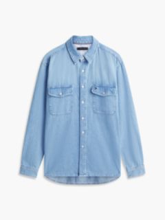 Relaxed Fit Faded Denim Shirt — Blue 5