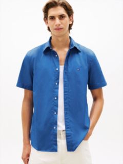 TH Flex Regular Fit Poplin Short Sleeve Shirt — Blue 1