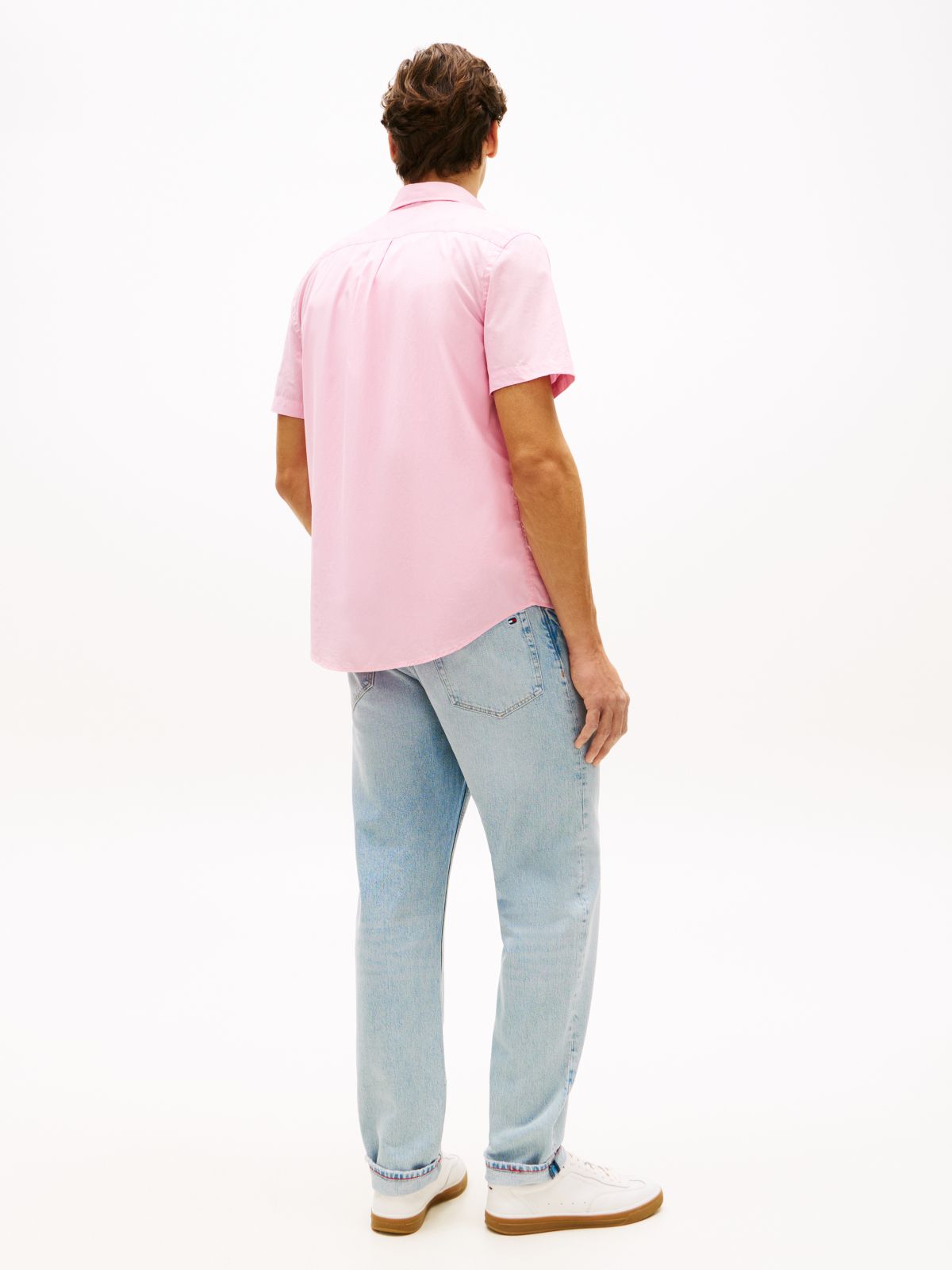TH Flex Regular Fit Poplin Short Sleeve Shirt — Pink