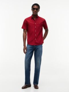 TH Flex Regular Fit Poplin Short Sleeve Shirt — Red 3