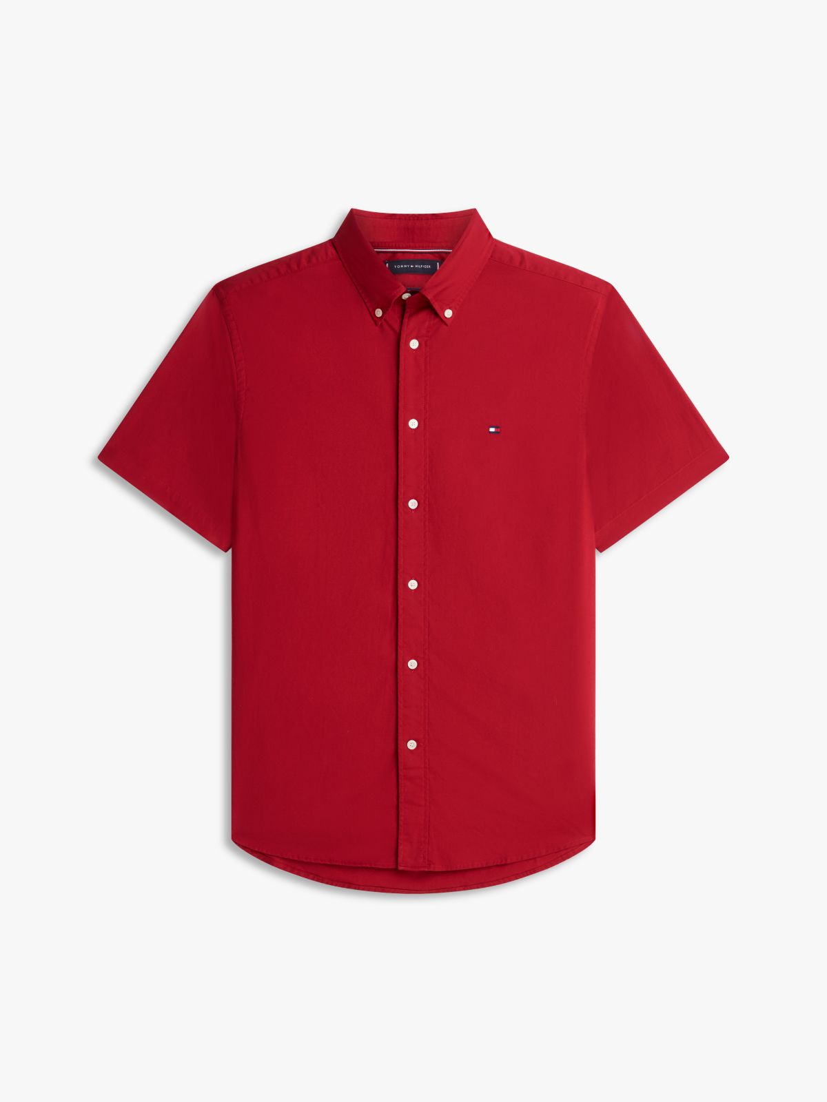 TH Flex Regular Fit Poplin Short Sleeve Shirt — Red