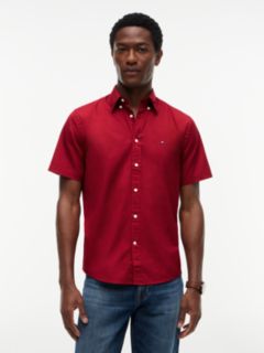 TH Flex Regular Fit Poplin Short Sleeve Shirt — Red 1