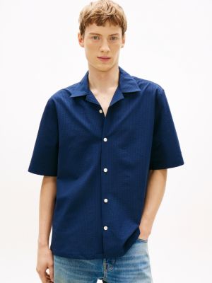 chemise performance à manches courtes blue pour hommes tommy hilfiger