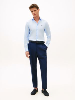 pantaloni smart casual performance in ripstop blue da uomini tommy hilfiger