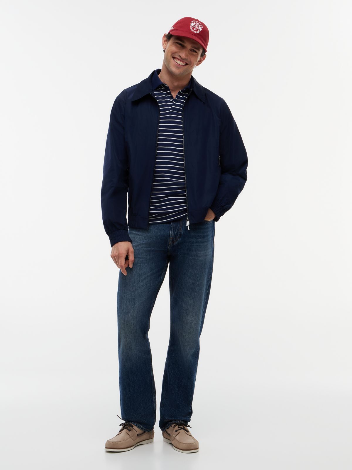 New York Label Performance Water Repellent Jacket — Blue