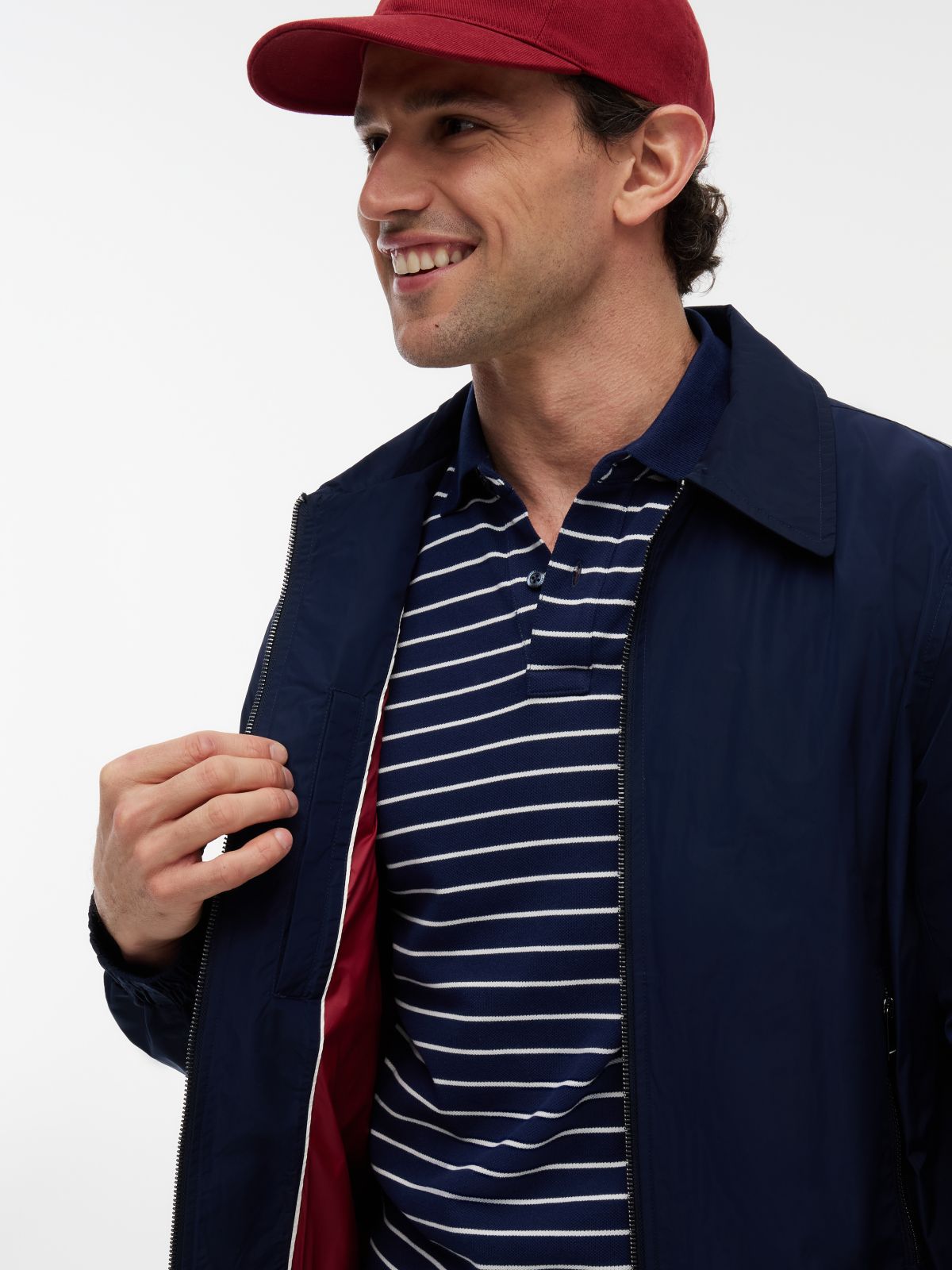 New York Label Performance Water Repellent Jacket — Blue
