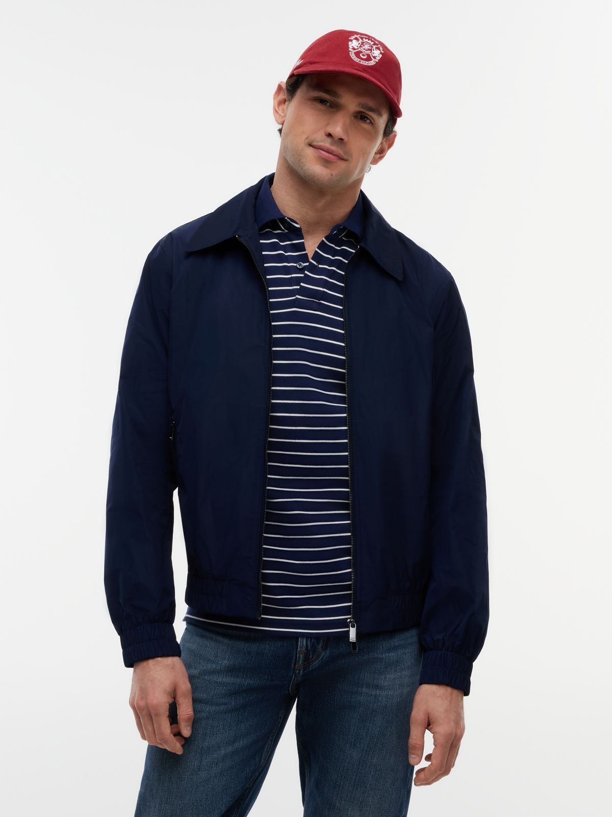 New York Label Performance Water Repellent Jacket — Blue