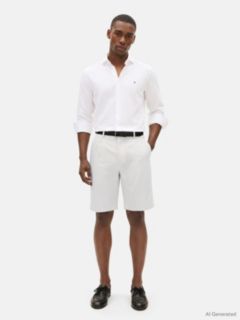 New York Label Performance Relaxed Seersucker Shorts — White 2