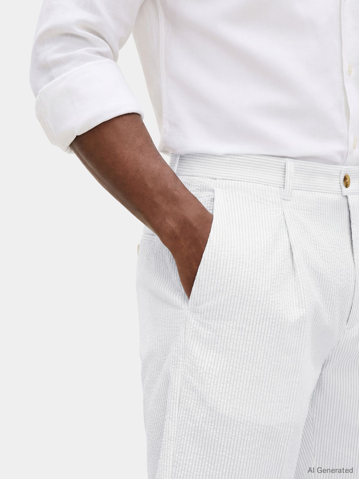 New York Label Performance Relaxed Seersucker Shorts — White