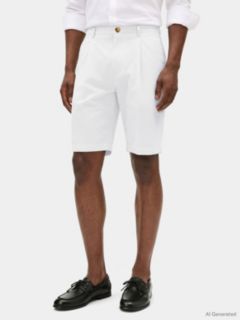 New York Label Performance Relaxed Seersucker Shorts — White 1