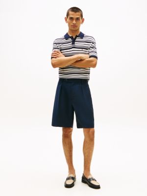 blue smart casual pure wool chino shorts for men tommy hilfiger
