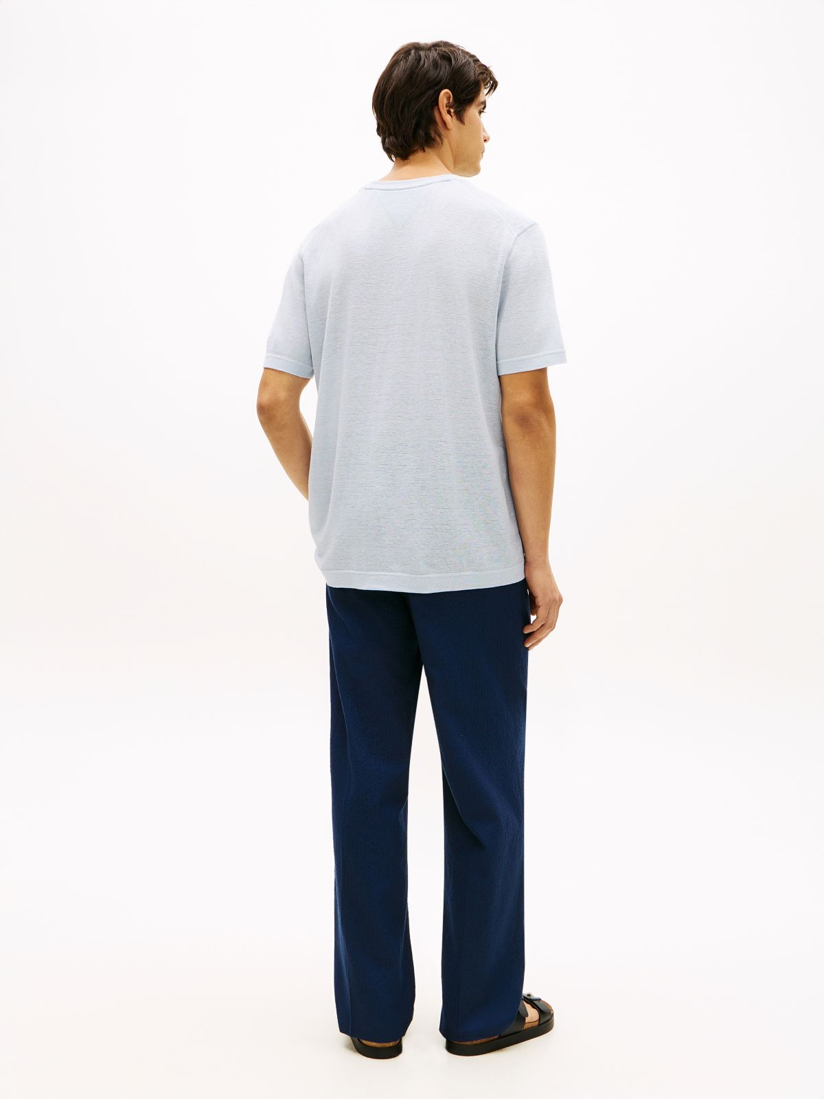 New York Label Linen Blend T-Shirt — Blue