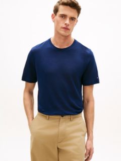 New York Label Linen Blend T-Shirt — Blue 1