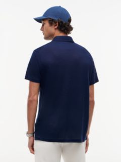 New York Label Regular Fit Linen Blend Polo Shirt — Blue 4