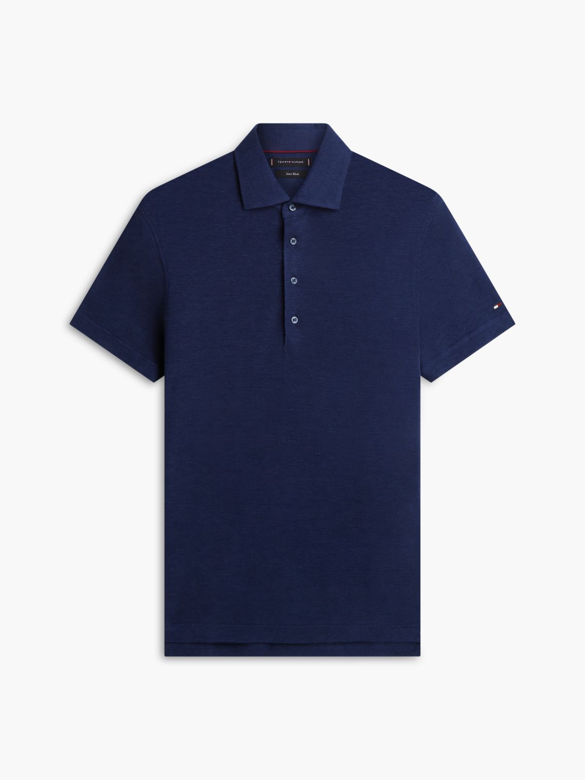 New York Label Regular Fit Linen Blend Polo Shirt — Blue