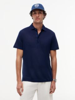 New York Label Regular Fit Linen Blend Polo Shirt — Blue 1