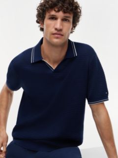 New York Label Regular Tipped Collar Polo Shirt — Blue 3