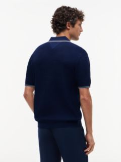 New York Label Regular Tipped Collar Polo Shirt — Blue 4