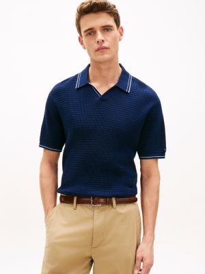 blue smart casual regular tipped collar polo shirt for men tommy hilfiger