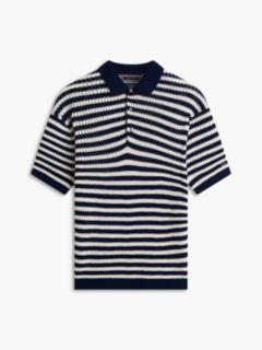New York Label Relaxed Fit Knit Polo Shirt — Blue 5