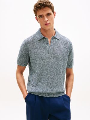 blue smart casual relaxed fit mouliné polo shirt for men tommy hilfiger