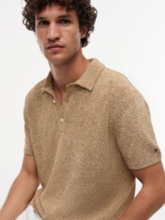New York Label Relaxed Fit Mouliné Polo Shirt — Khaki 3