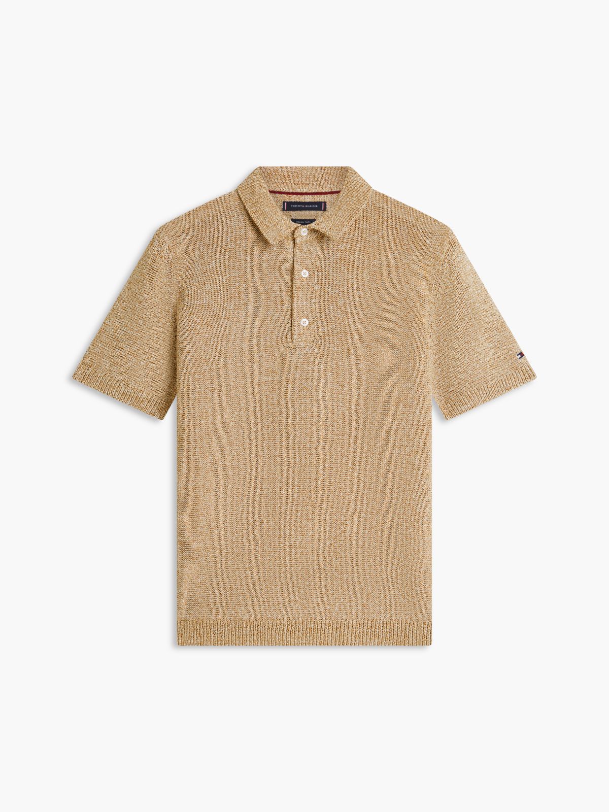New York Label Relaxed Fit Mouliné Polo Shirt — Khaki